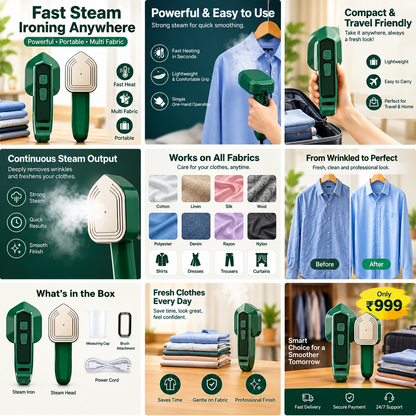 2-in-1 Handheld Steam Iron for Clothes