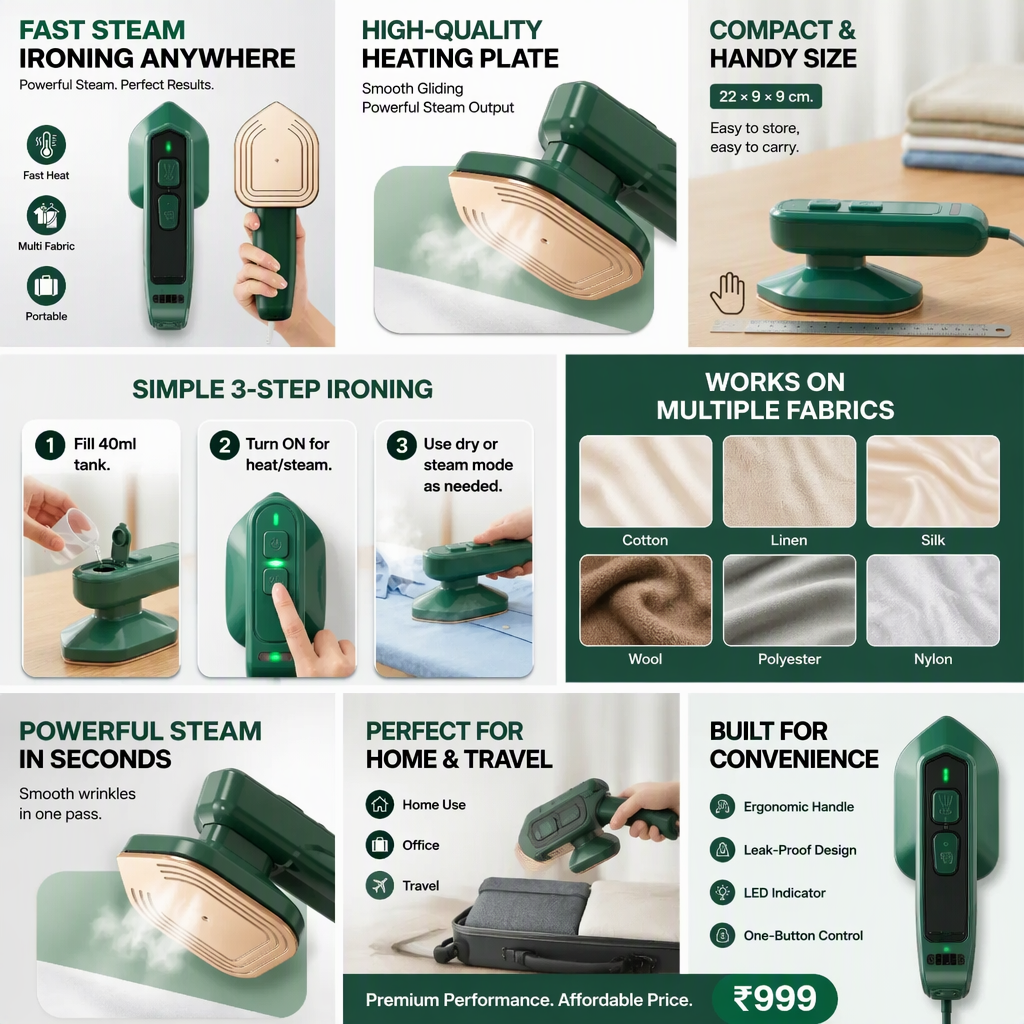 2-in-1 Handheld Steam Iron for Clothes